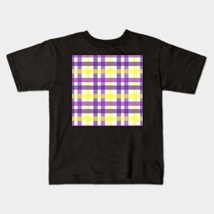 Sunny Grape Plaid Kids T-Shirt